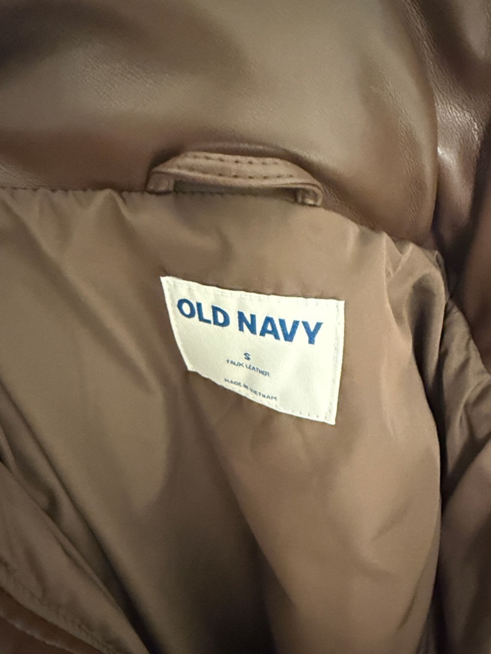 Old Navy Brown Faux Leather Puffer Jacket - Picture 4 of 5